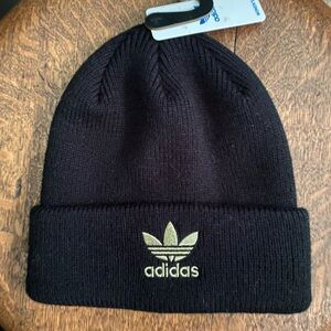 Adidas Black Beanie with Metallic Gold Logo